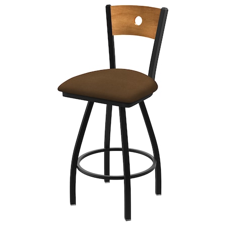 Holland Bar Stool Co 25" Swivel Counter Stool, Black Wrinkle, Med Back, Rein Thatch Seat X830